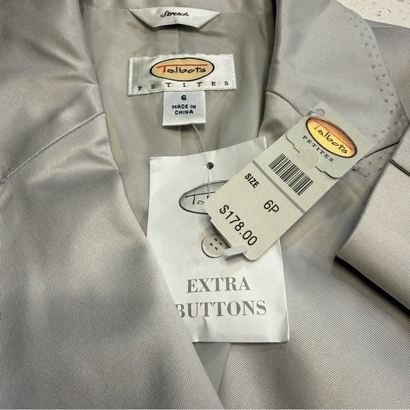 Talbots Cropped Silk Blend Blazer Petite 6 NWT Gray - Picture 2 of 11